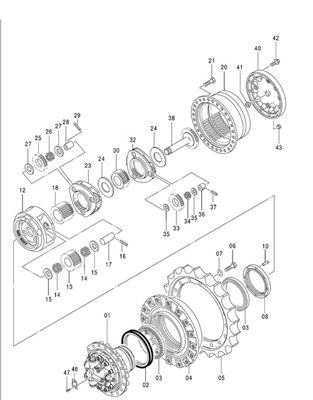 Ktooye Final Drive Gearbox dla HITACHI ZAXIS200 ZAX240 ZAX230